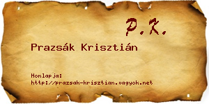 Prazsák Krisztián névjegykártya